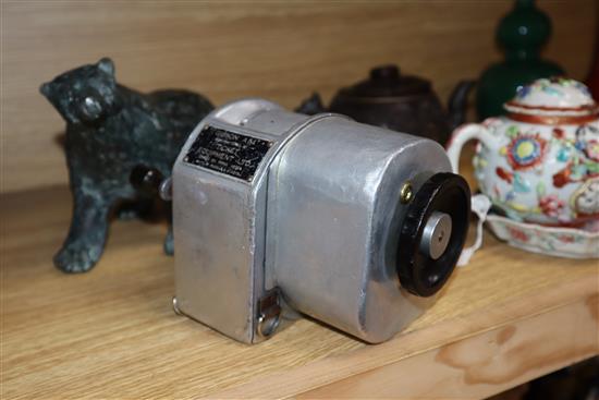 A Gibson A14 London bus ticket machine and a Swedish AB Almex ticket machine, both in fitted leather cases